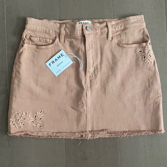 NWT FRAME Salmon Pink Demin Skirt 💕✨ - Picture 1 of 5